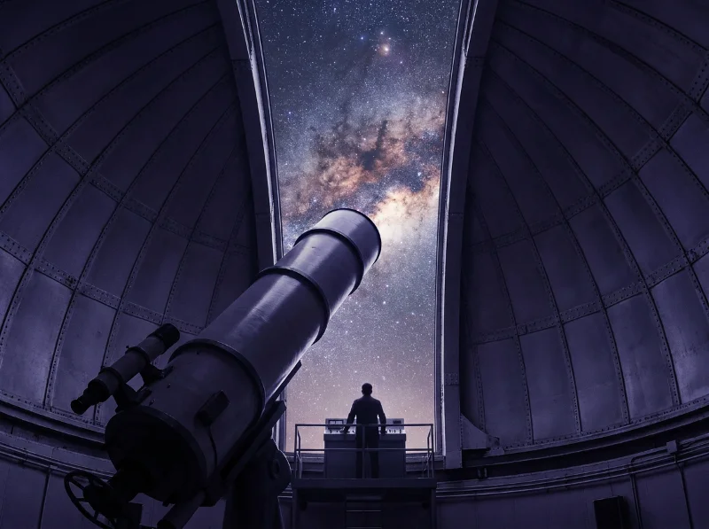 Telescópio em observatório