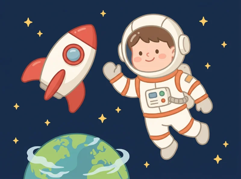 Ilustração de astronauta para oficinas de alunos